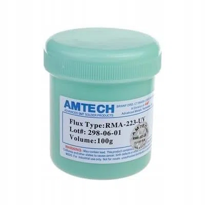Amtech RMA-223-UV Flux Gel 100g – Alta Intensità, Tracciabile UV, Non Corrosivo | Per BGA, IC, PCB | Pasta per Saldatura di Precisione | Accessorio Elettronica