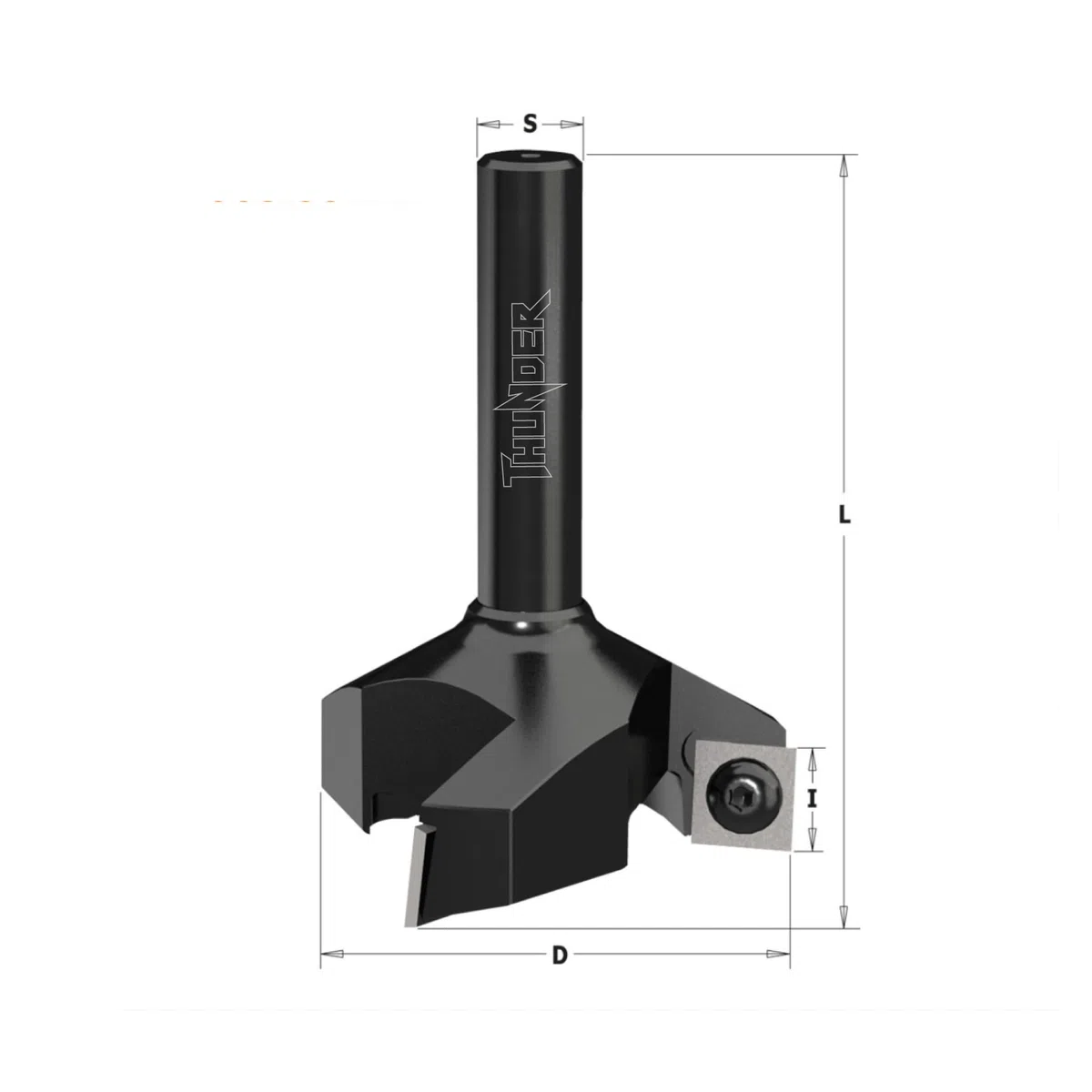 LegnoTools Thunder – Fresa per spianare legno diametro 35 mm, gambo 8 mm, con 3 inserti intercambiabili in metallo duro 10.5 mm – per livellare, bordi e scanalature – per CNC e fresatrice verticale