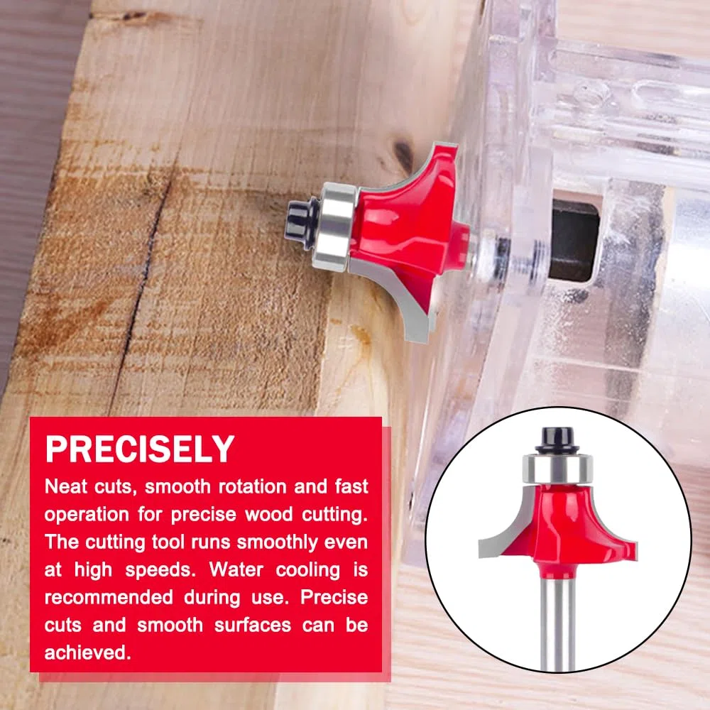 8 Pezzi Frese Rotondo con Gambo 6mm Fresa Router Router Bit Set Frese per Legno Fresa per Angolo Tondo per Legno Mobili di Bricolage(1/4”, 5/16”, 3/8”, 1/2”, 5/8”, 3/4”, 7/8”,1” Raggio)