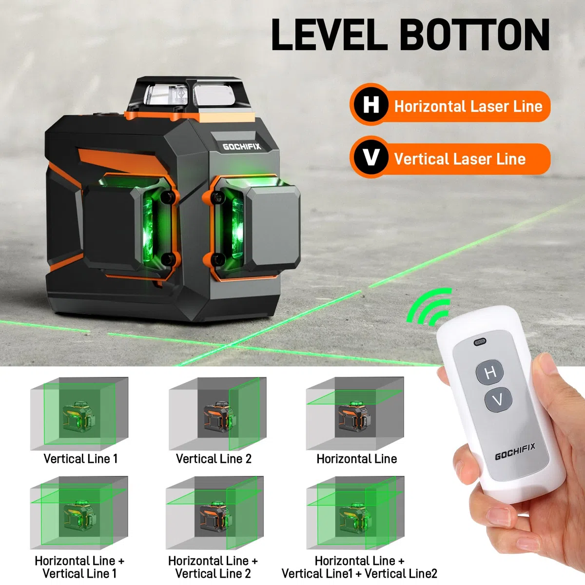 GOCHIFIX Livella Laser Verde Autolivellante 3x360 a 12 Linee con Tubo Laser Sharp 520 Batteria Ricaricabile da 5,2 Ah Modalità a Impulsi Ideale per Costruzioni e Livellamenti di Precisione