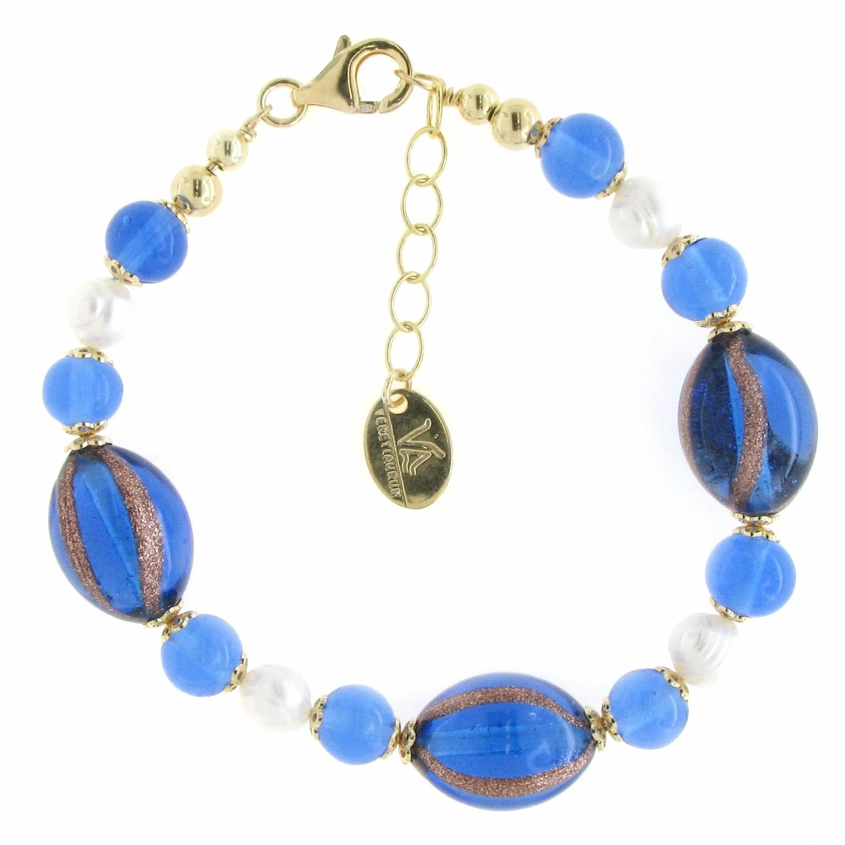Venetiaurum - Bracciale per Donna Con Pietre In Vetro Originale Di Murano, Perle E Argento 925 - Gioiello Made In Italy Certificato