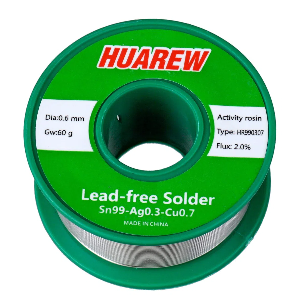 HR990307 Sn 99-Ag 0,3-Cu 0,7 filo per saldatura senza piombo con anima in colofonia (0,6 mm, 60 g)