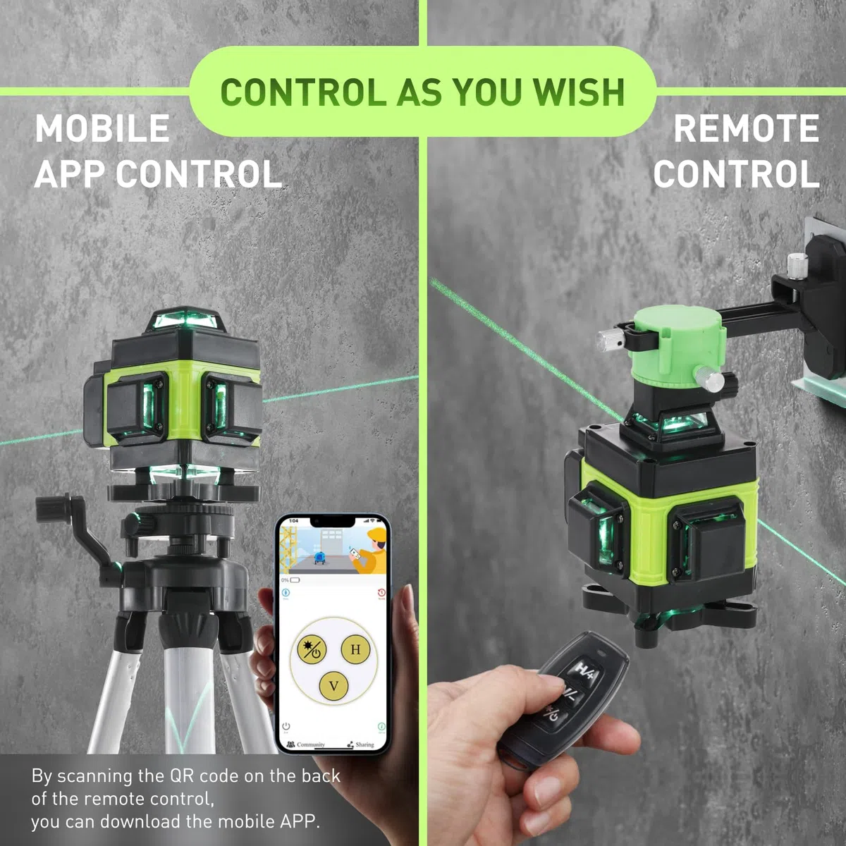 Weytoll Livella Laser 16 Linee Livella a Bolla IP54, Batteria da 2400 mAh x 2, con Treppiede Telescopico per la Posa di Piastrelle per Pavimenti, Divisori di Installazione