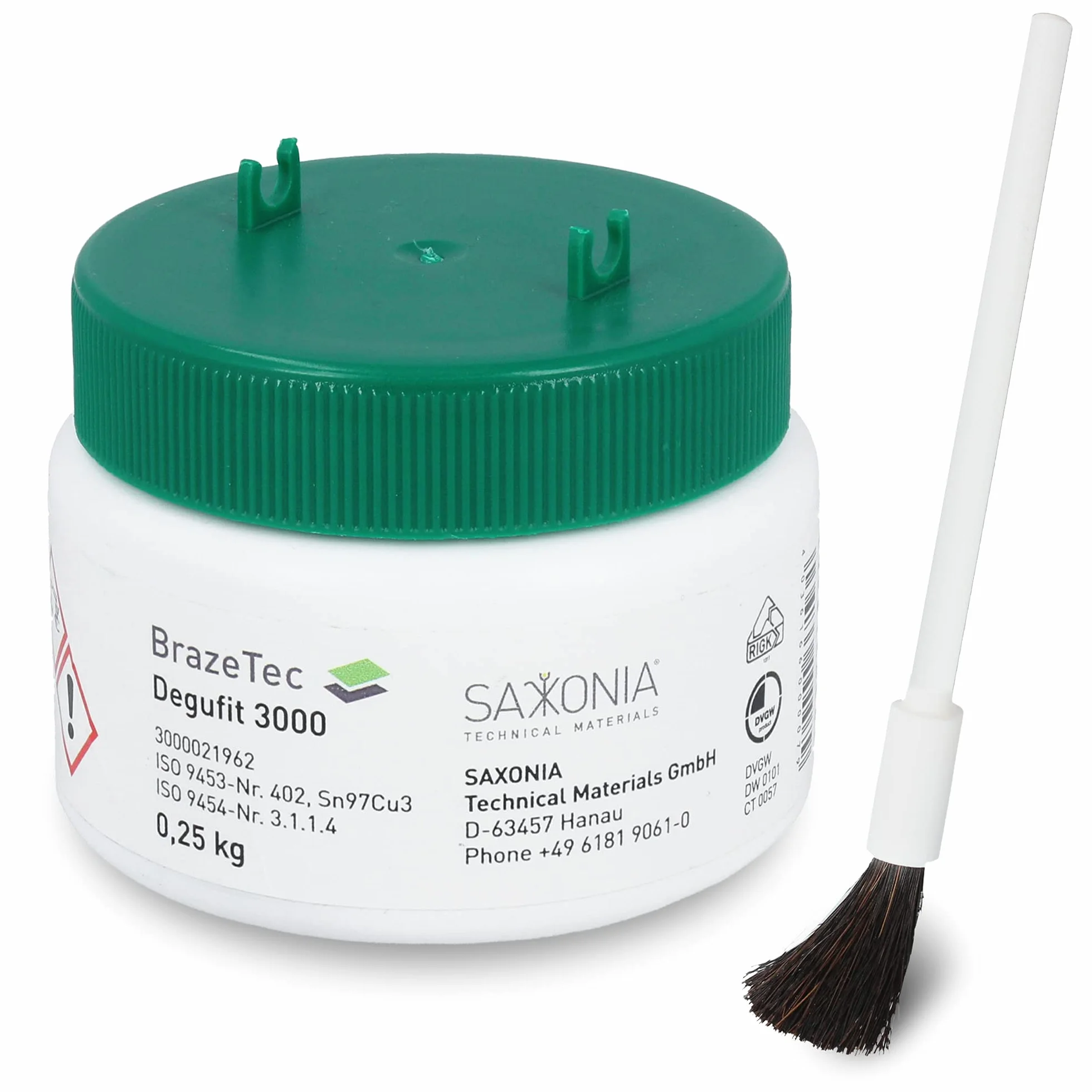 Flusso di saldatura Flussmittel Lötpaste Degufit 3000 Pasta per saldatura a bassa temperatura 250g con pennello per l'installazione di tubi dell'acqua potabile con tubi di rame | Flusso di saldatura