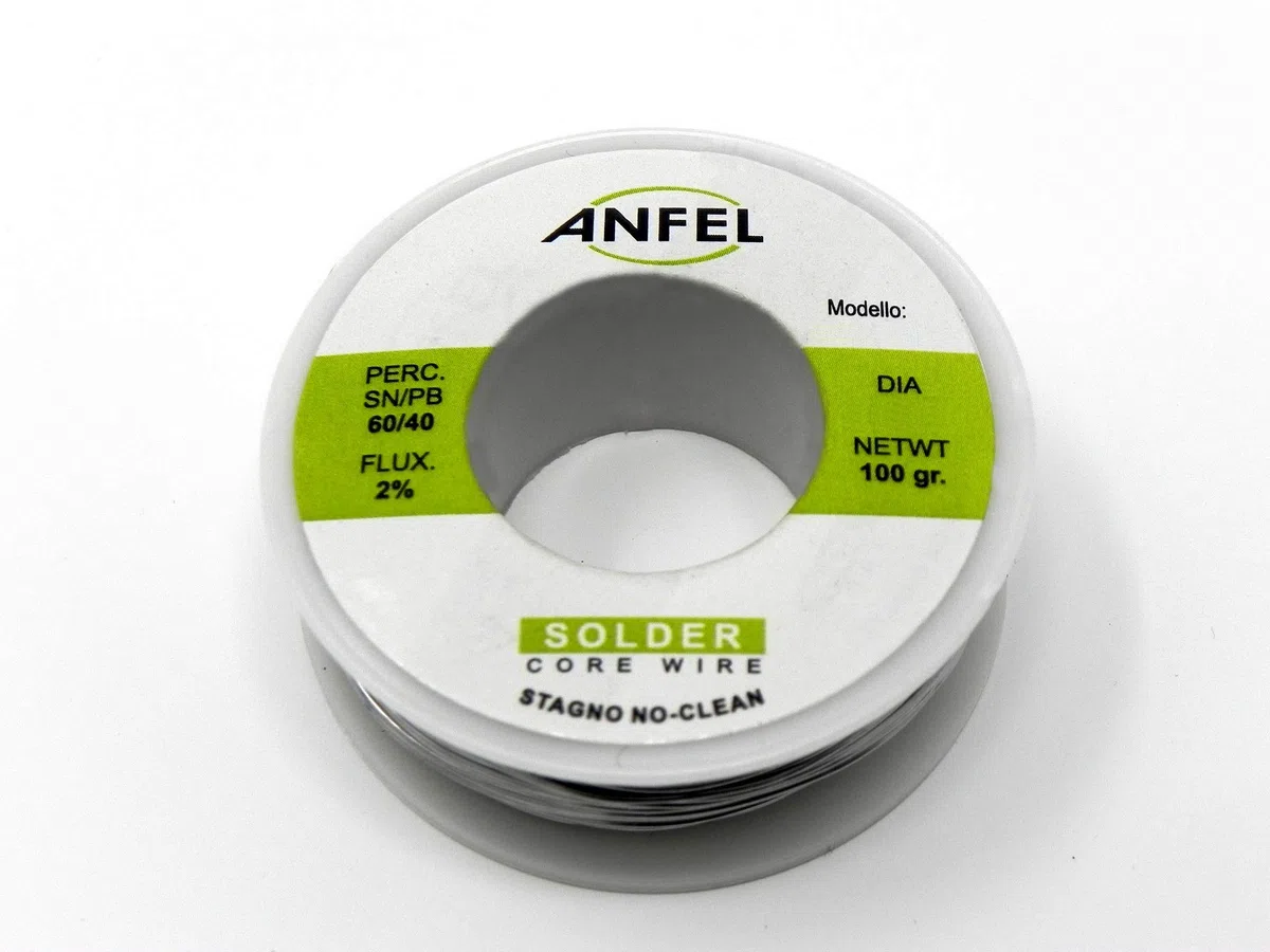 FILO STAGNO BOBINA STAGNO IN ROCCHETTO 60/40 100GR. 0,5MM PER SALDARE SALDATURA LABORATORIO HIGH QUALITY - NO CLEAN - AUTOSALDANTE - CON FLUSSANTE - (0,5mm 100gr)