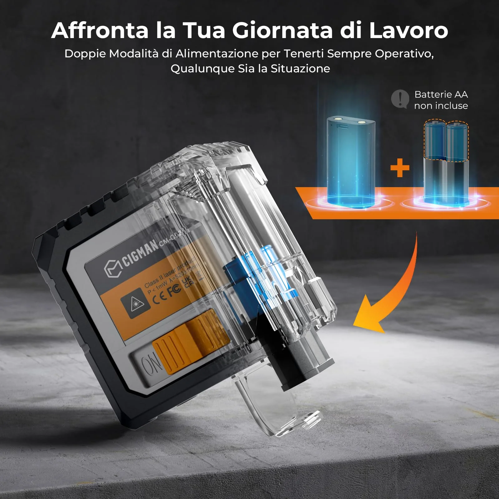 Livella Laser, CIGMAN G02 Cross Livello Laser Autolivellante a Raggio Verde Laser Orizzontale e Verticale a Linee Incrociate per la cantieri, interni, DIY.(Batteria Inclusa)