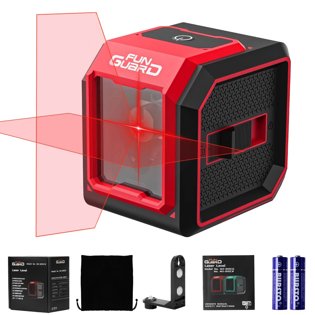 Livella Laser Autolivellante, 20M Rosso Livello Laser Orizzontale e Verticale, 2 x Batteria AA, IP54 per Cantieri, Decorazione per la casa, DIY, Portatile