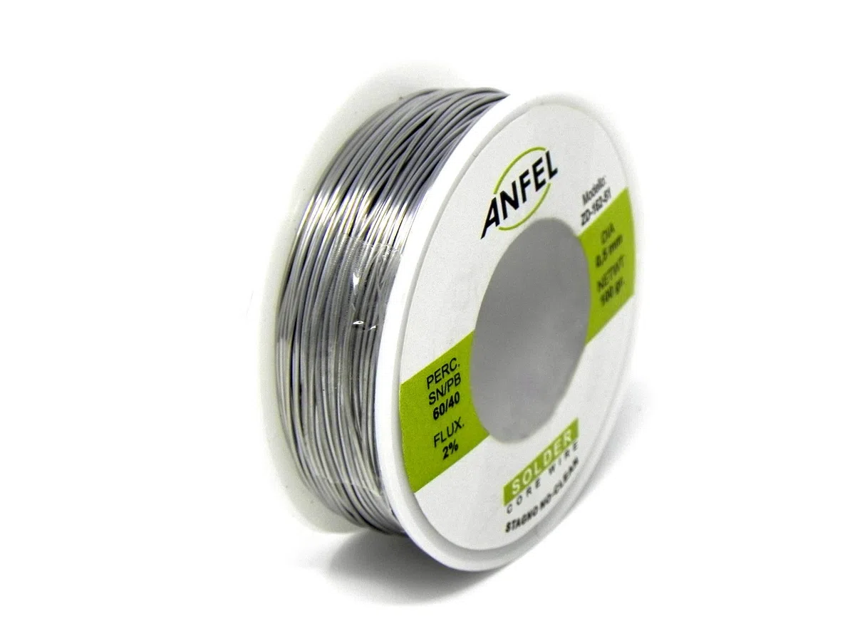 FILO STAGNO BOBINA STAGNO IN ROCCHETTO 60/40 100GR. 0,5MM PER SALDARE SALDATURA LABORATORIO HIGH QUALITY - NO CLEAN - AUTOSALDANTE - CON FLUSSANTE - (0,5mm 100gr)