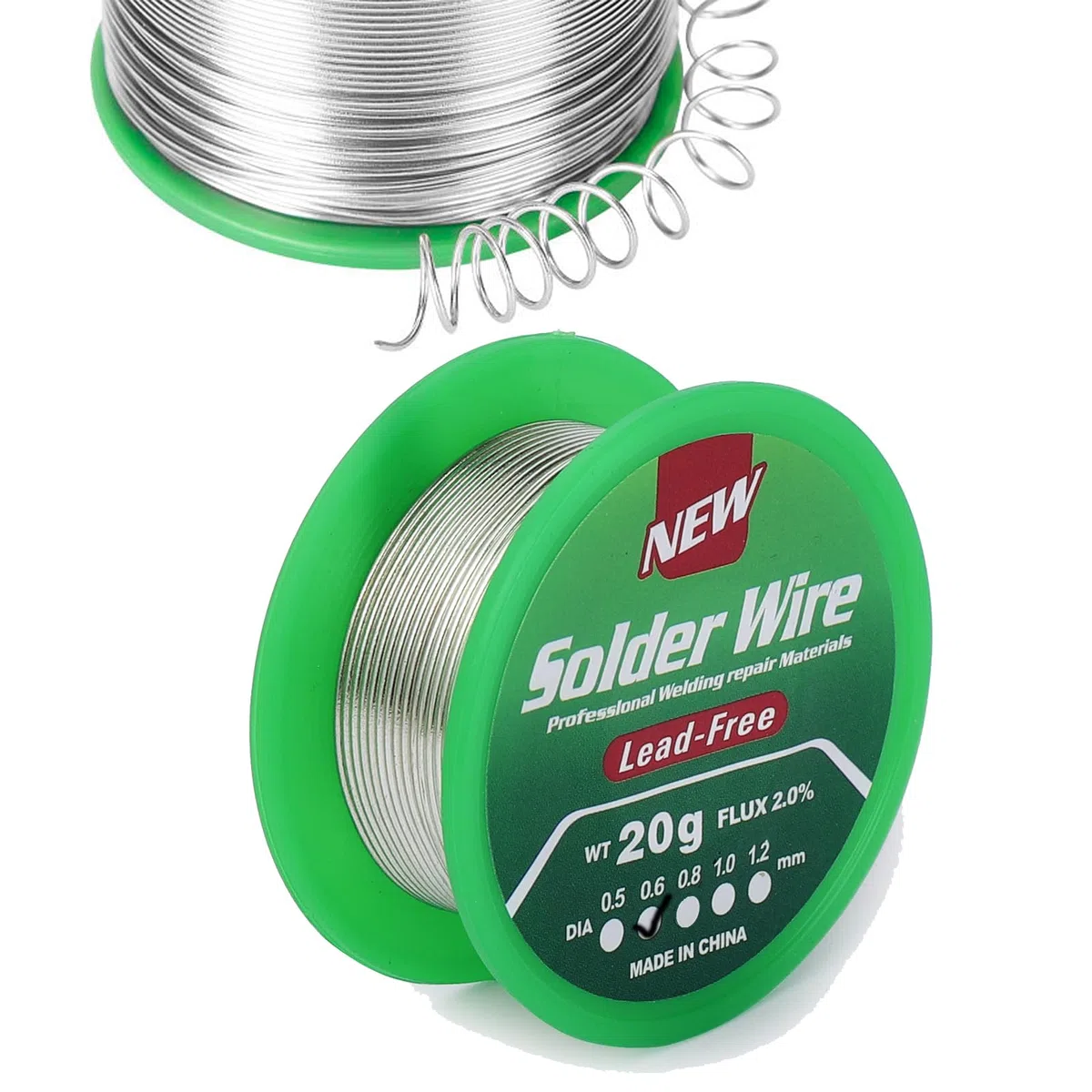 Filo per Saldatura Senza Piombo,30g Filo Sottile Sn99.3 Cu0.7 con Anima in Colofonia da 0,6 mm, Filo Elettronico Più Flusso (0,6 mm 20g)