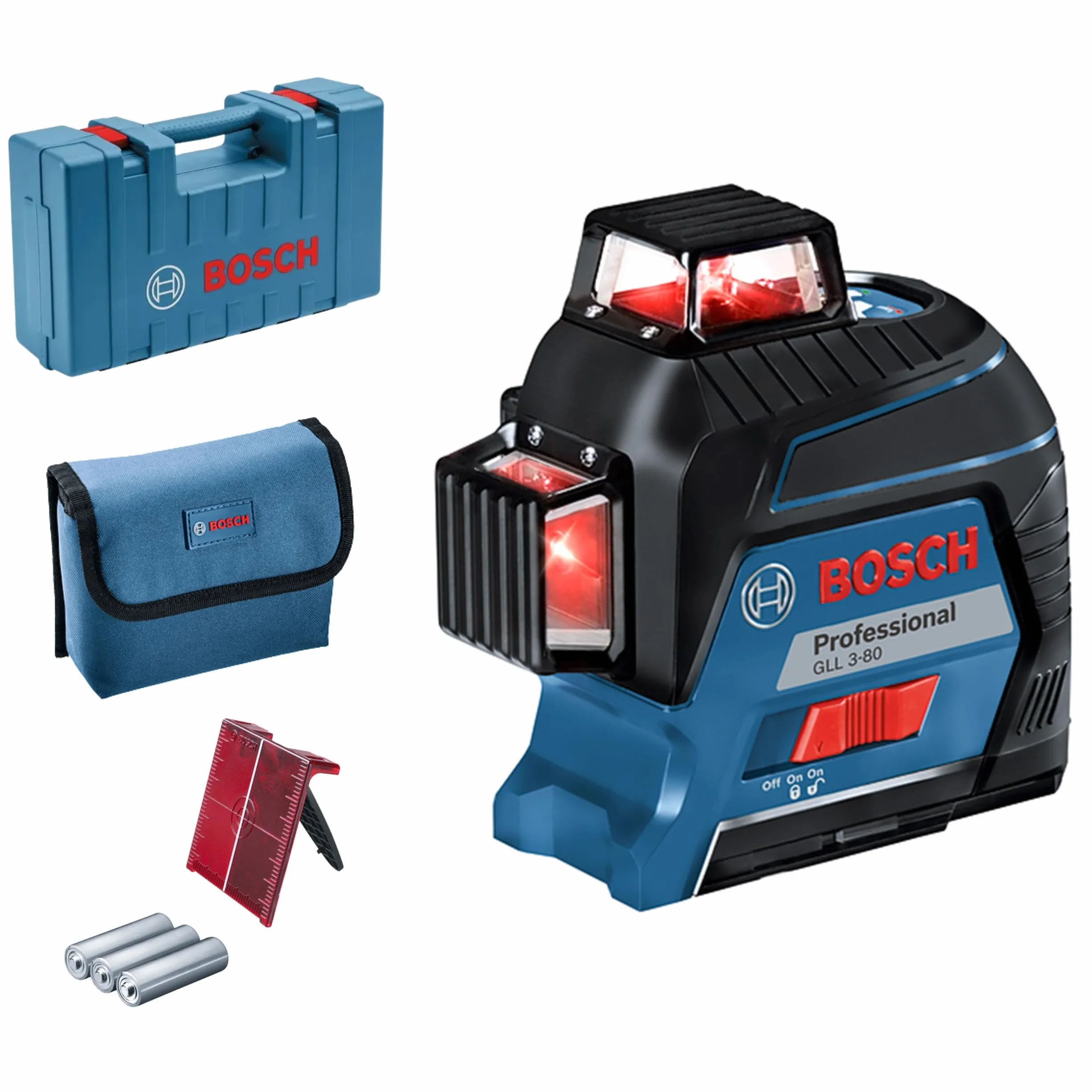 Bosch Professional Livella Laser GLL 3-80 (laser rosso, da interno, raggio d’azione: fino a 30 m, 4 Pile AA, Valigetta)