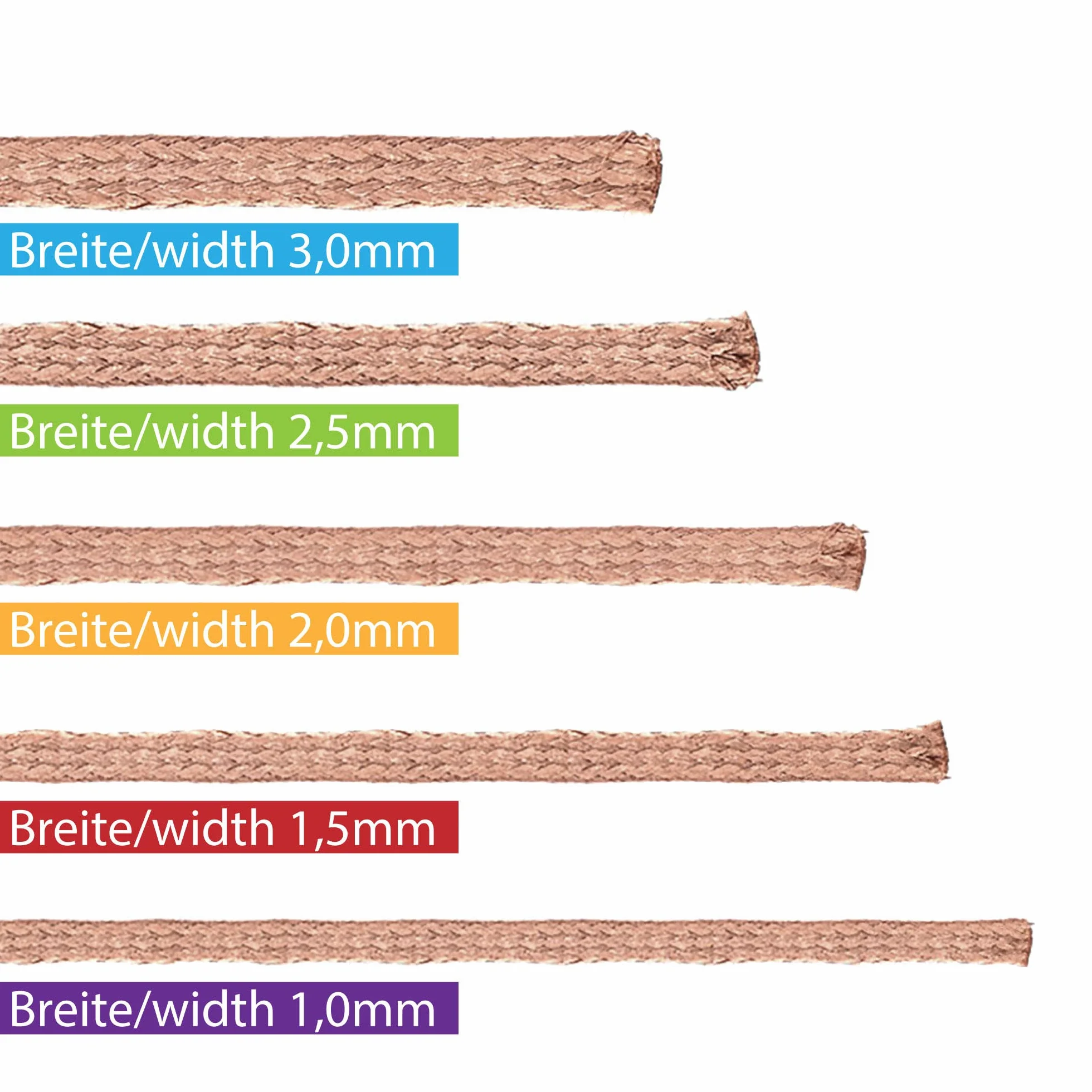 SeKi Assortimento di 5 dimensioni di 1,0 – 3,0 mm ciascuno lungo 1,5 metri; aspirazione dissaldante – Alta potenza di aspirazione