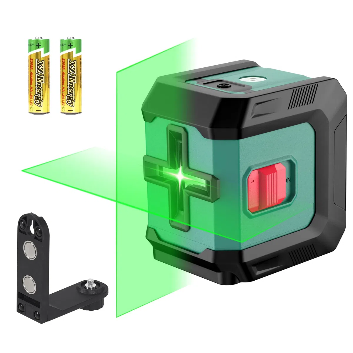 HYCHIKA Livella Laser Autolivellante, Livella Laser Verde Regolabile con 3 Livelli di Luminosità, Livello Laser 15M con Magnetica Supporto, 2 Batterie AA, Uso Interno ed Esterno