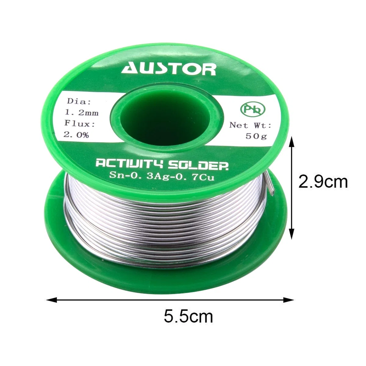 AUSTOR Filo di Saldatura senza Piombo con Anima in Colofonia Sn 99% Ag 0,3% Cu 0,7%, 1,5mm, 50g