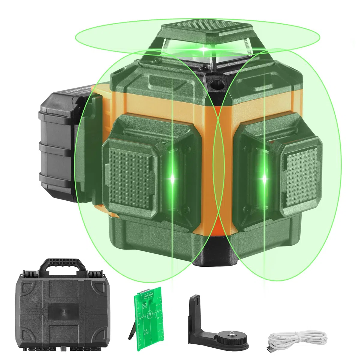 VEVOR Laser a linee incrociate, 30 m, laser autolivellante, 520 nm ± 10 nm, lunghezza d'onda laser da costruzione ± 0,28 cm a 10 m, laser a croce ± 3° 8 ore, tempo di lavoro continuo con batteria al