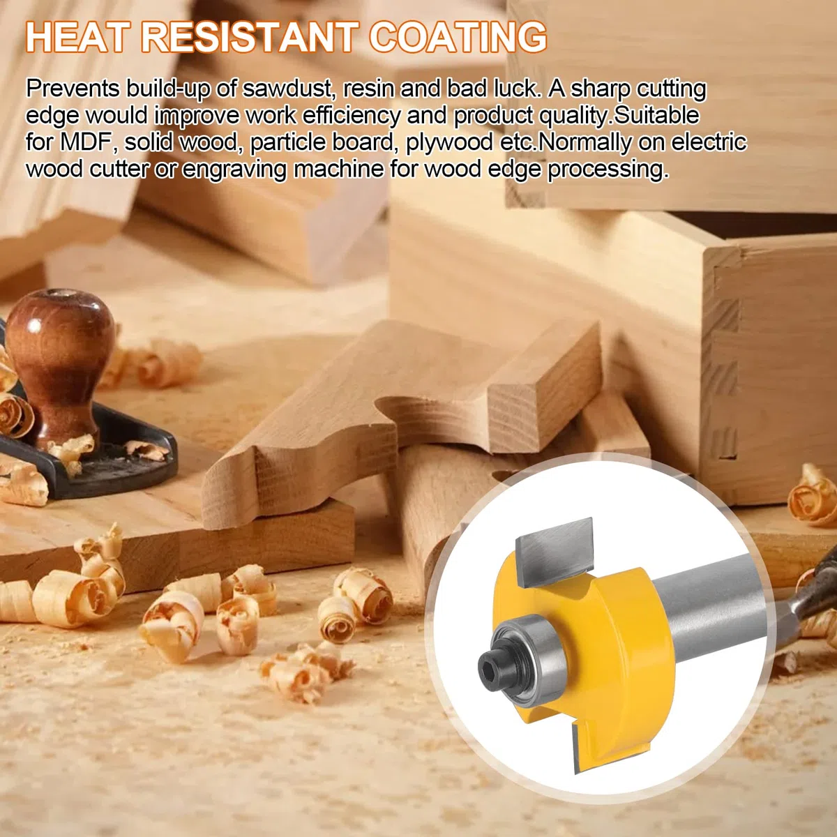 Set Punte Frese per Legno, 3 Pezzi Fresa per Scanalature con 1 Cuscinetti, Frese per Legno a T da 8 mm, Fresa per Spianare Legno, Strumenti per La Lavorazione del Legno (4)
