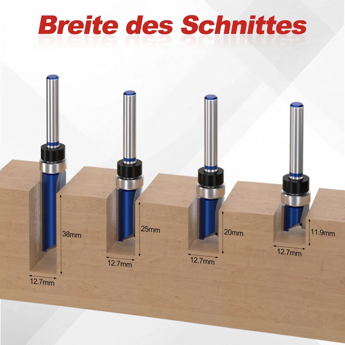 APIELE 4 frese a filo da 6 mm, con codolo da 6 mm, per la lavorazione del legno