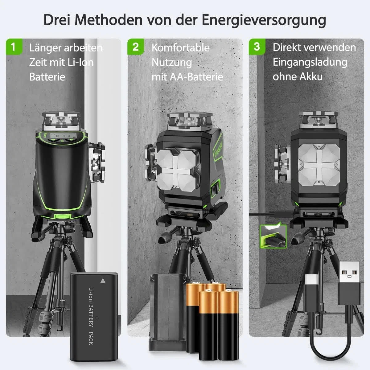 Huepar Livella Laser Autolivellante a 16 Linee Laser a Linea Trasversale 4x360° con Ricevitore - Schermo LCD, Laser per Pavimento per Piastrelle a Raggio Verde Bluetooth 4D S04-5RG