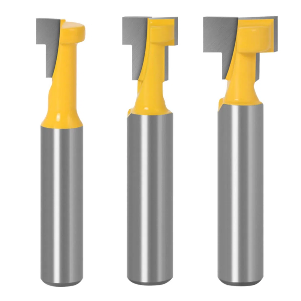 8mm gambo T-Slot carburo di cemento con lavorazione del legno Cutter Router Cnc Bit, 3Pz T-Slot Track Fresa Legno Fresatrice Verticale Giallo
