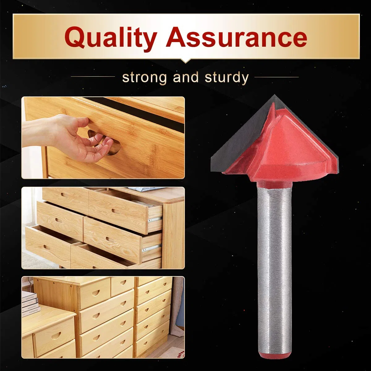 KATUR punta per router con scanalatura a V in metallo duro con gambo da 6 mm, per incisione CNC, fresa per utensili per legno (codolo 6 mm larghezza 22 mm 90 gradi)