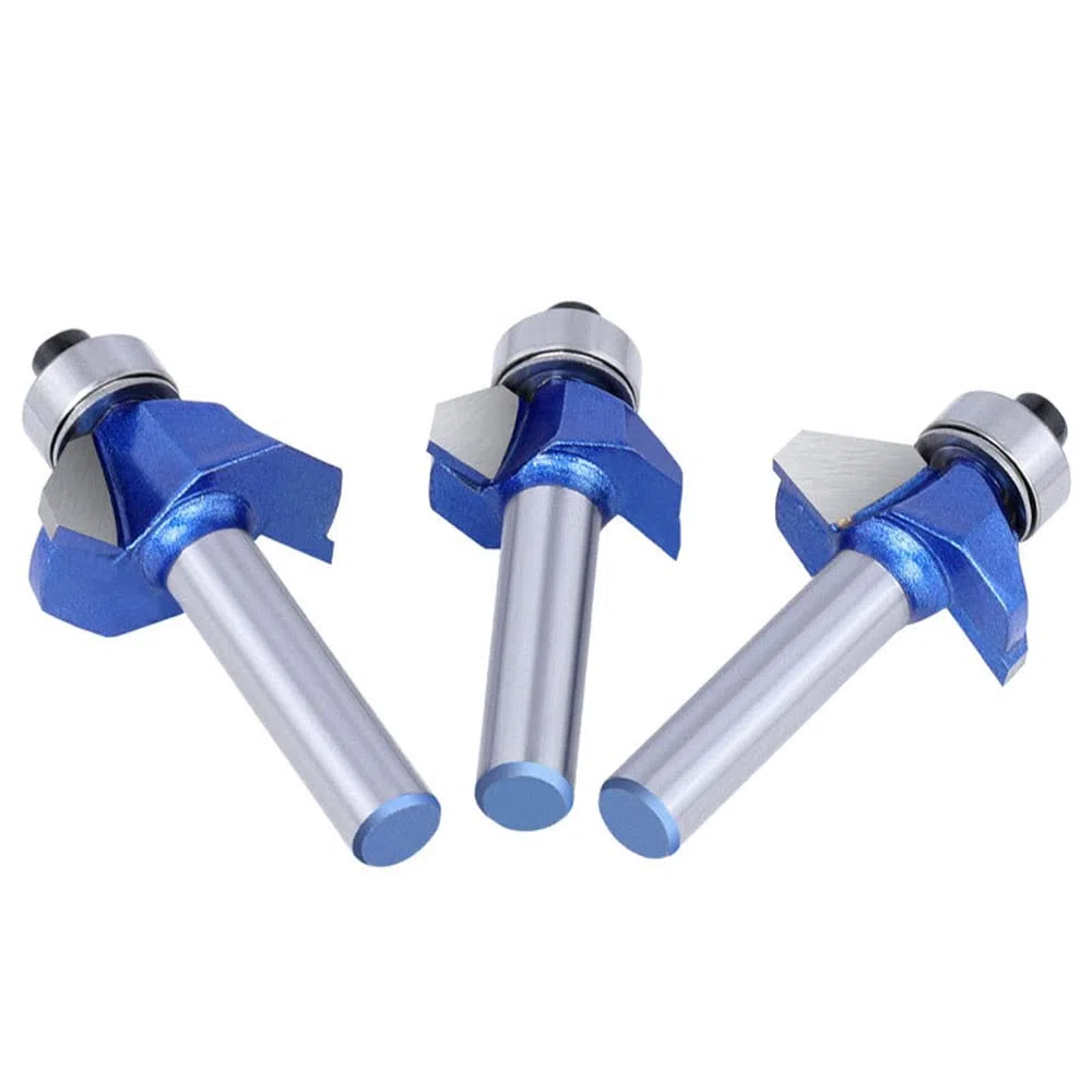 ASNOMY Set di 4 punte per fresatrice con codolo da 8 mm, Fresa per Smussare angolo di 45 gradi, metallo duro fresa modellante per carpenteria, smussatura, lavorazione del legno