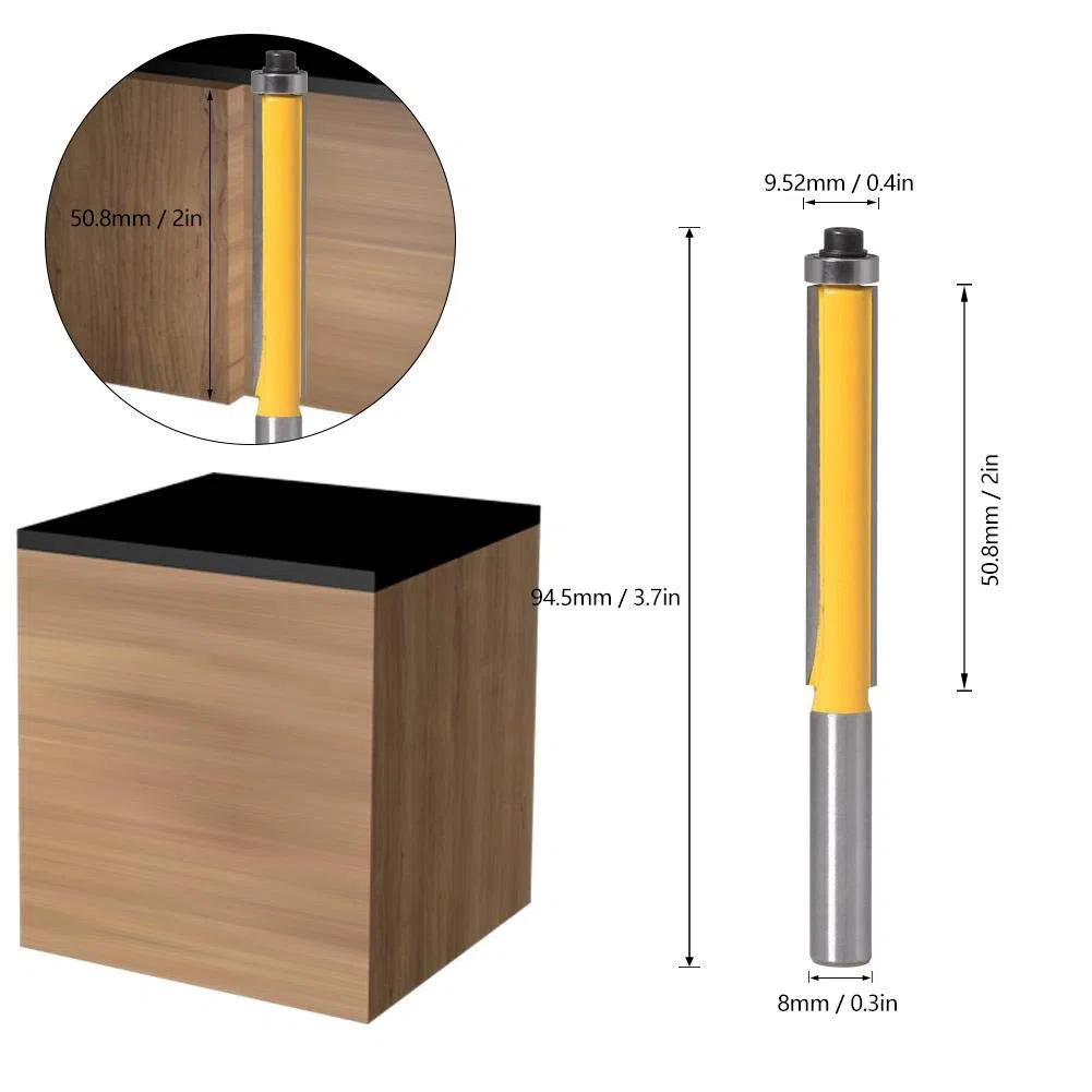 3 Pz set di frese con gambo 8 mm, Testa di taglio professionale in lega, Punta per pialla per il taglio del legno, Con cuscinetto, Utilizzato per la modellazione di linee di