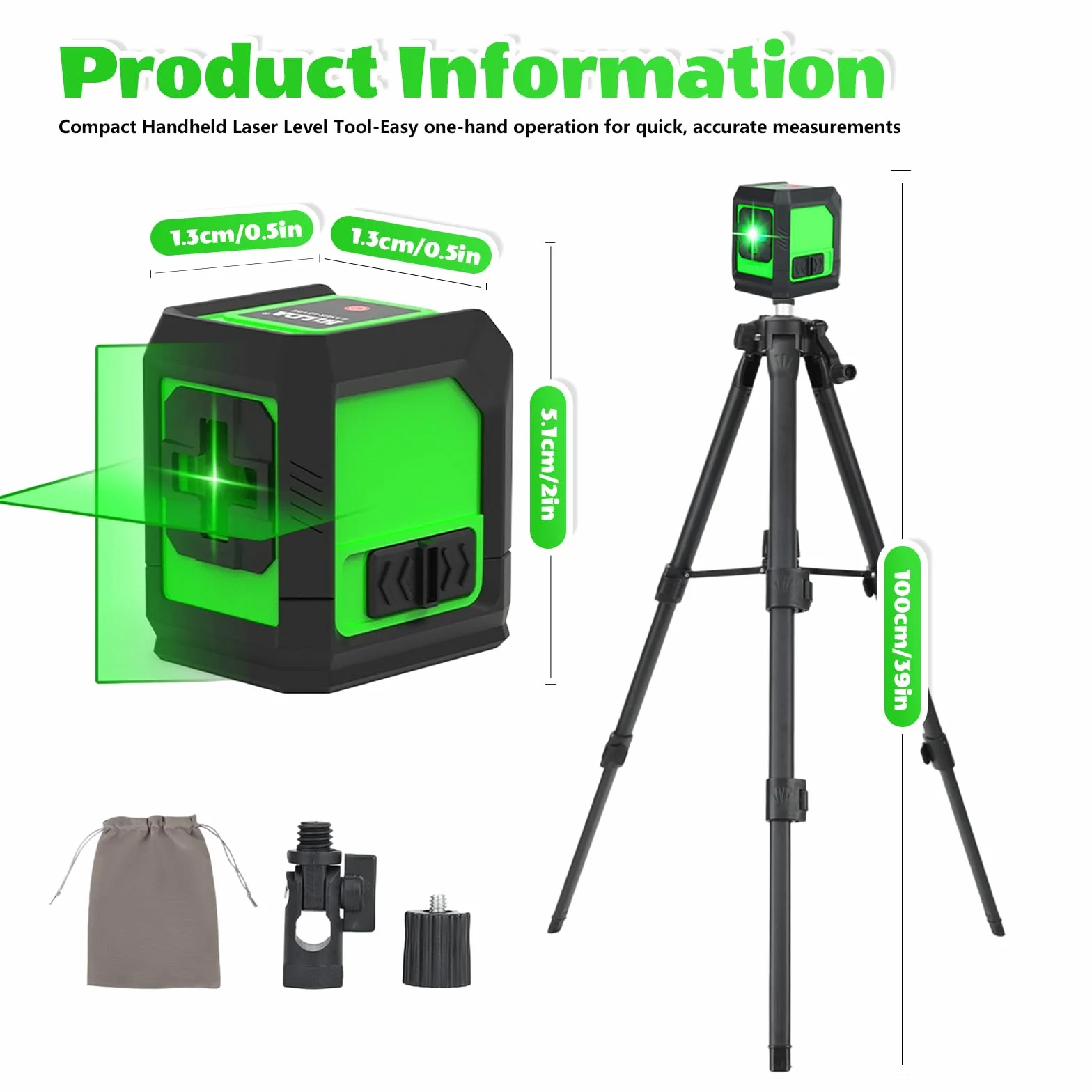 Laser a linee incrociate con treppiede, livella laser con treppiede, autolivellante con doppio modulo laser, laser a linee incrociate, verde, per lavori interni e ristrutturazioni fai da te