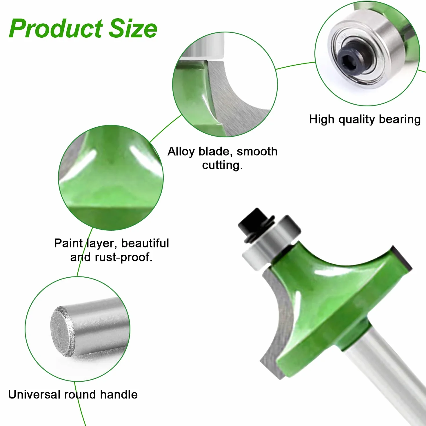 6 Pcs Frese per Legno da 8 mm, Fresa per Angolo Tondo con Cuscinetto a Sfera, Fresa a Raggio Standard per Legno Mobili di Bricolage