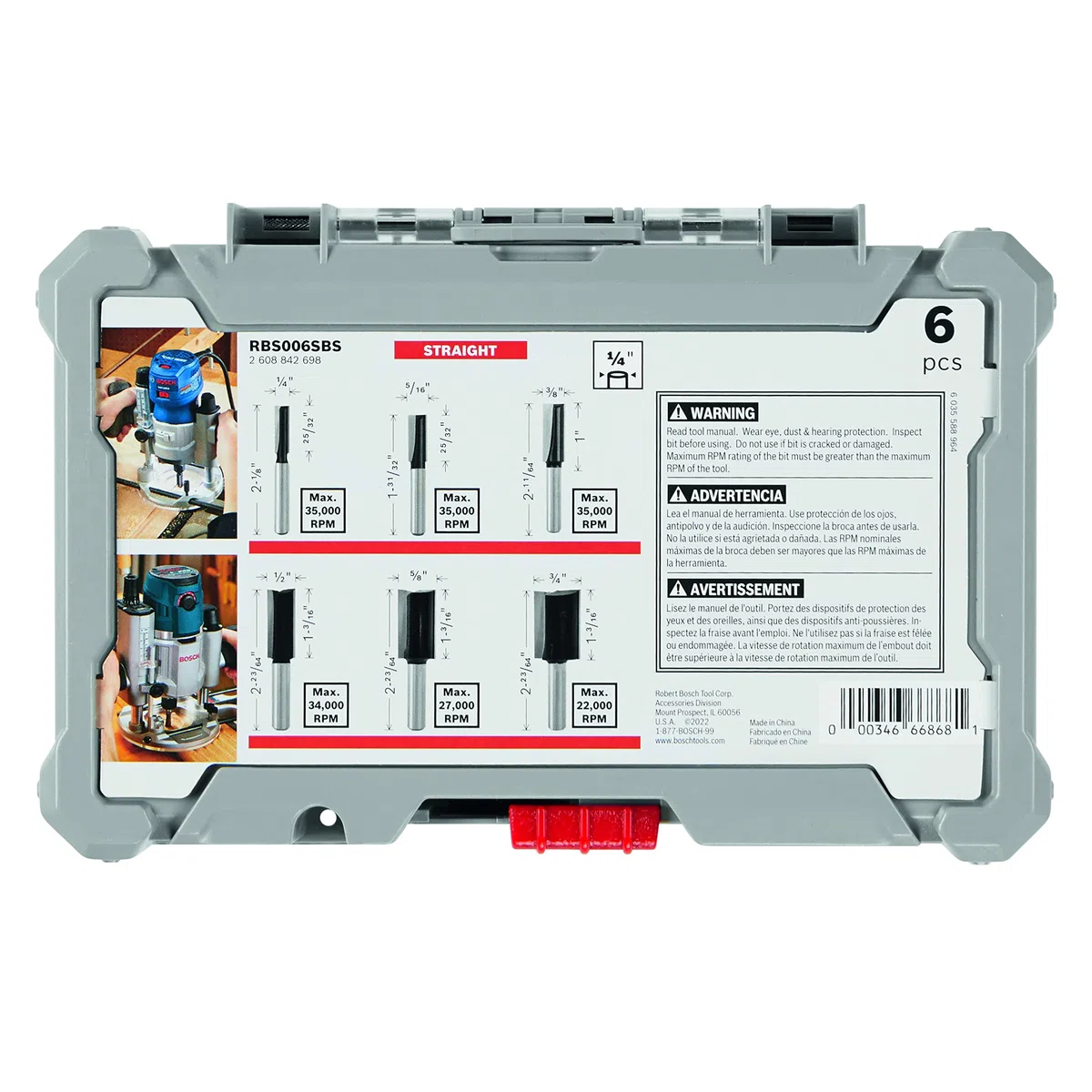BOSCH RBS006SBS - Set di 6 punte per fresa in metallo duro con punta in metallo duro