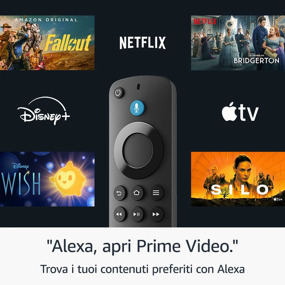 Amazon Fire TV Stick HD, TV gratuita e in diretta, telecomando vocale Alexa, controlli per Casa Intelligente, streaming HD