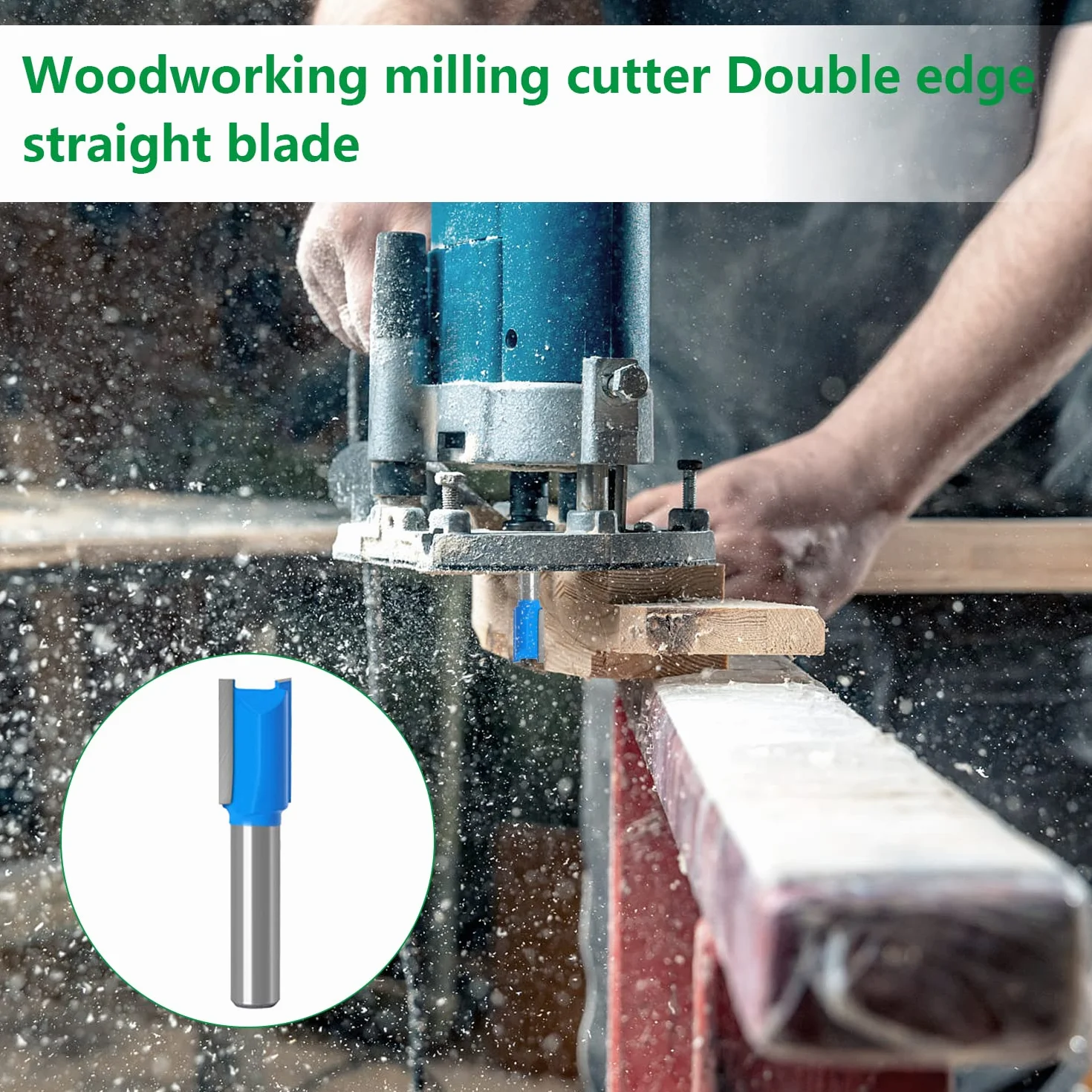 7 Pezzi Set Frese per Legno con Gambo da 8 mm, Punte Fresa Verticale Diritti, Doppio Flauto Punte per Router, per Lavori Fai Da Te Falegnameria (7 Pezzi)