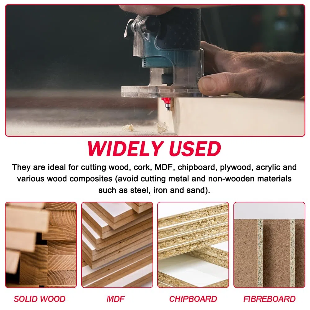 8 Pezzi Frese Rotondo con Gambo 6mm Fresa Router Router Bit Set Frese per Legno Fresa per Angolo Tondo per Legno Mobili di Bricolage(1/4”, 5/16”, 3/8”, 1/2”, 5/8”, 3/4”, 7/8”,1” Raggio)