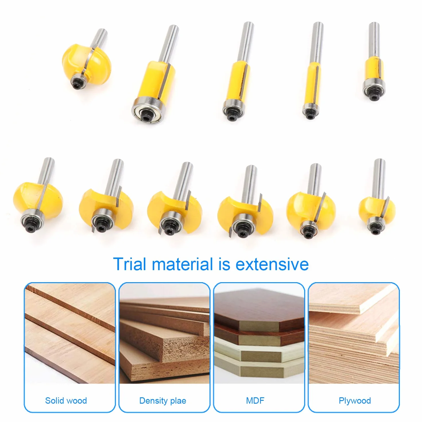 HSEAMALL 35PCS Set di punte per router con punta in carburo di tungsteno,Gambo da 6,35 mm 1/4 pollici Set di bit del router TCT，Taglierine per router a legna,Set Frese per Legno