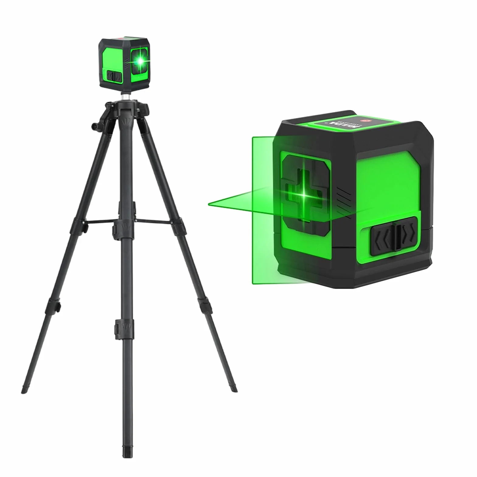 Laser a linee incrociate con treppiede, livella laser con treppiede, autolivellante con doppio modulo laser, laser a linee incrociate, verde, per lavori interni e ristrutturazioni fai da te