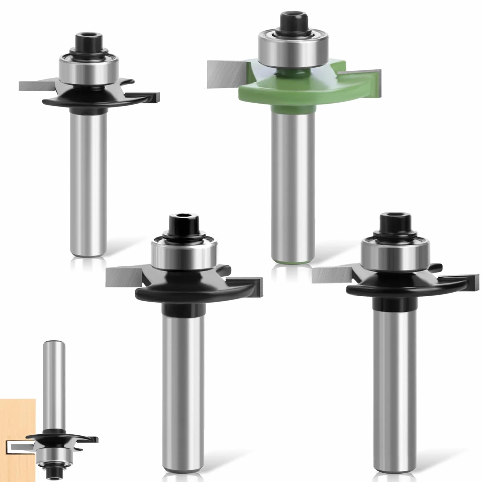 Set di frese per fresatrice, 4 frese a disco per fresatrice con scanalatura da 8 mm, set di frese con albero da 8 mm, frese con molla, set di utensili per la lavorazione del legno con cuscinetti a