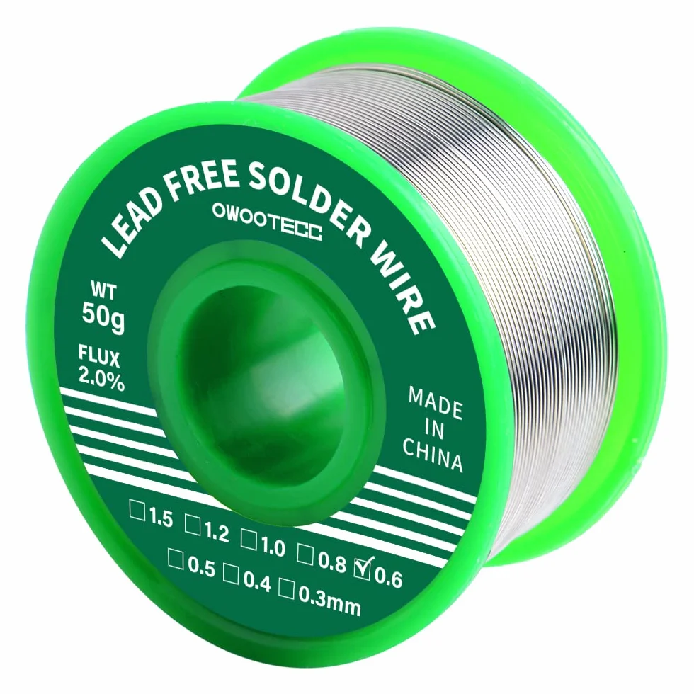 Filo di saldatura senza piombo con nucleo di colofonia per saldatura elettrica e fai da te (Sn99,3 Cu0,7/0,6 mm, 50 g)