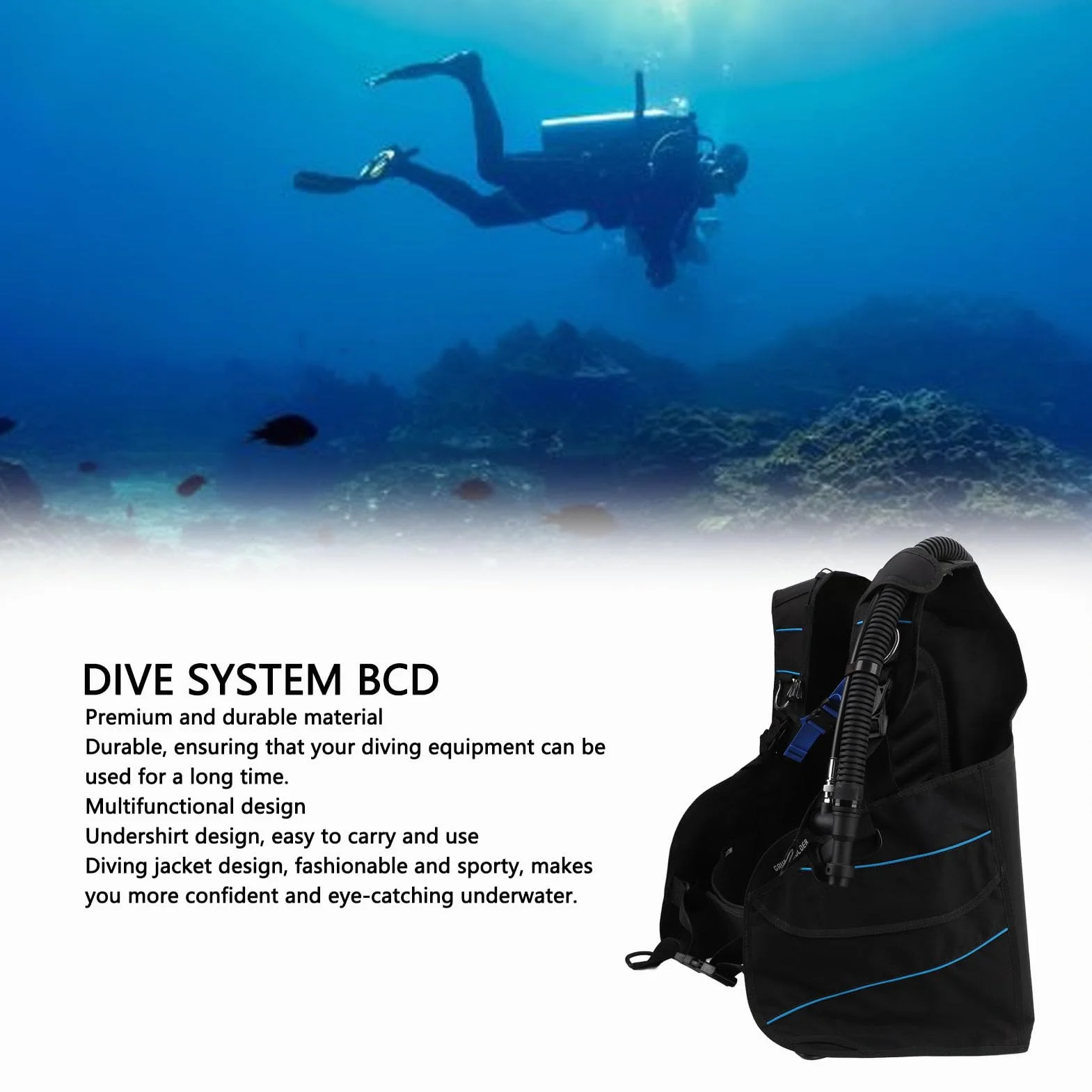 VGEBY GAV per Immersioni Subacquee, Giubbotto Sub Regolabile BCD Dispositivo Compensatore di Galleggiamento per Immersioni
