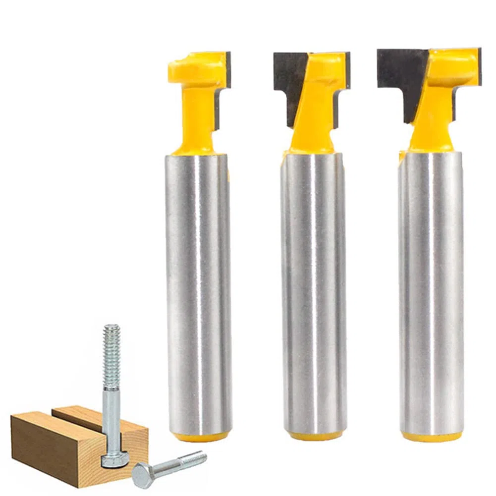 Fresa Scanalatura Router Bit Set, 3 Pezzi 8mm Gambo Fresa Set, Punte per Falegnameria Fresa di Legno, Codolo T-Slot Router Bit Cutter, per Strumenti di Lavorazione del Legno