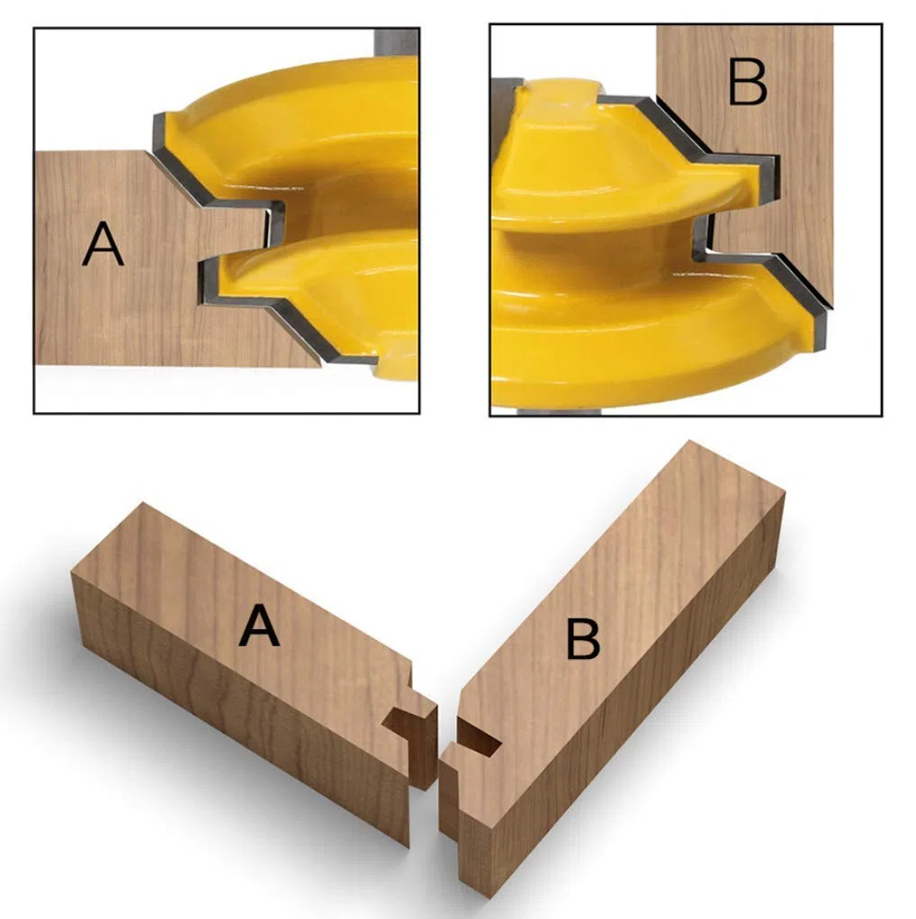 Router Bit Set [3 Pezzi], APLUS 8mm Fresa per Tagli a 45 Gradi + Frese per Linguette e Scanalature,T Punte di Falegnameria, Strumenti di Lavorazione del Legno per La Casa e Fai da te