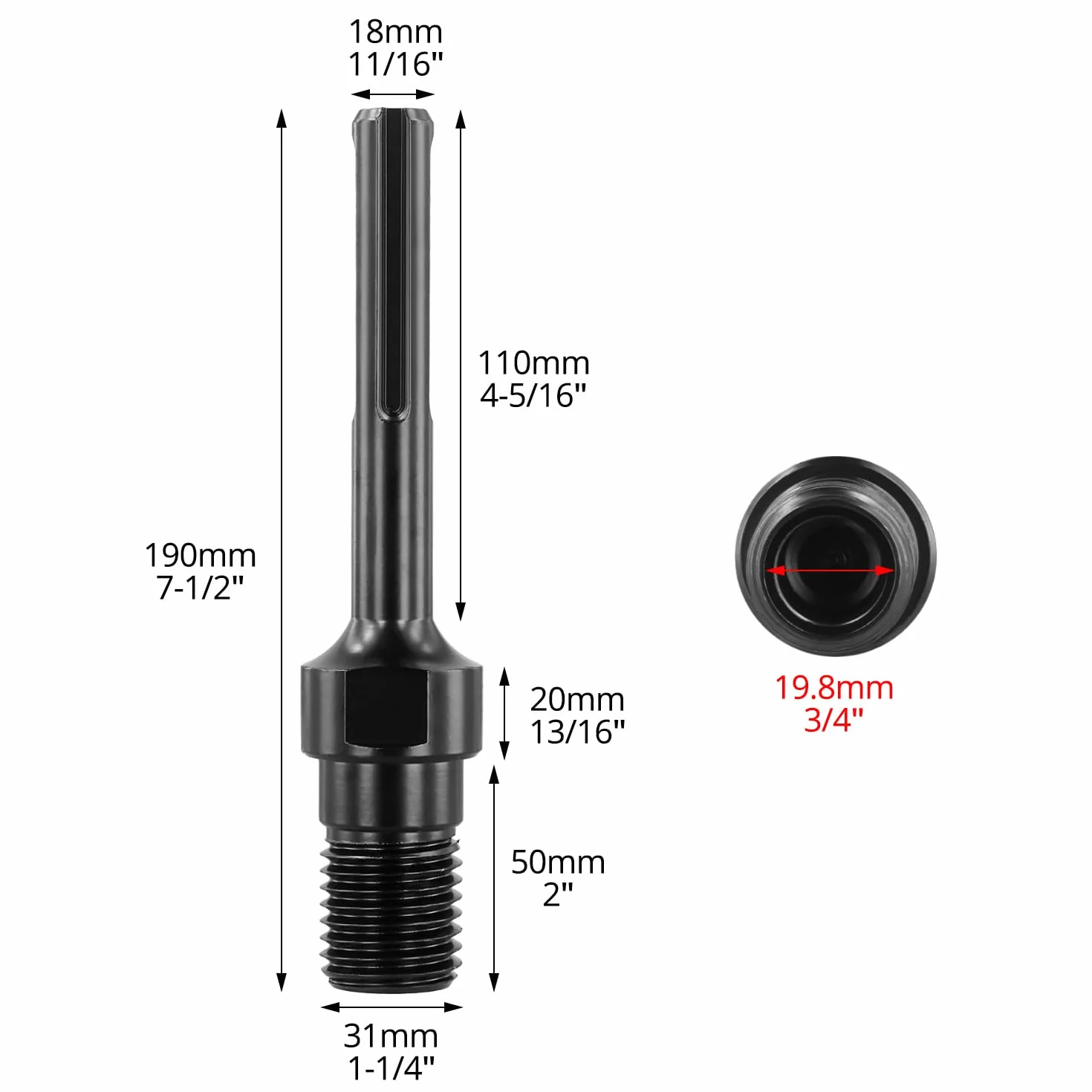 QWORK® Adattatore 1-1/4" UNC, Adattatore per Punta da Trapano, Compatibile con Max Plus