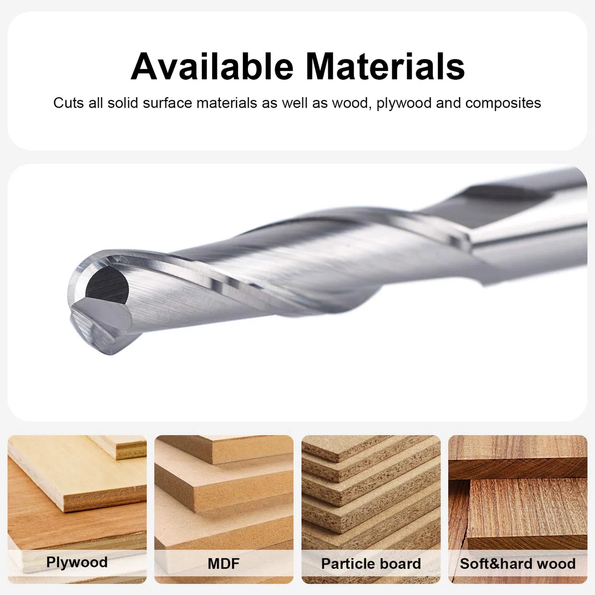 SpeTool Fresa con punta a sfera 6mm Diametro di taglio 6mm Gambo 24mm Lunghezza di taglio Doppio flauto Fresa in metallo duro integrale per incisione su intaglio per la lavorazione del legno fai da te