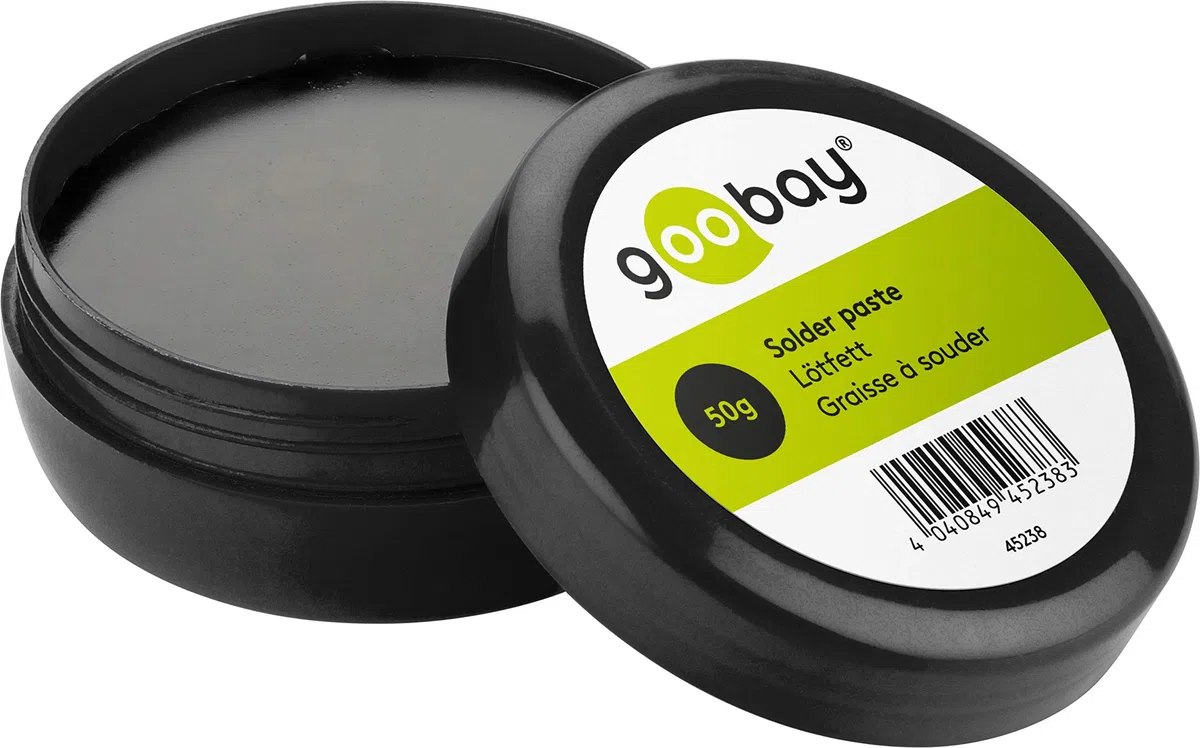 Goobay 45238 Pasta per saldare / Lattina di grasso per saldatura SMD come fondente per la saldatura dolce per saldare componenti montabili in superficie, 50g
